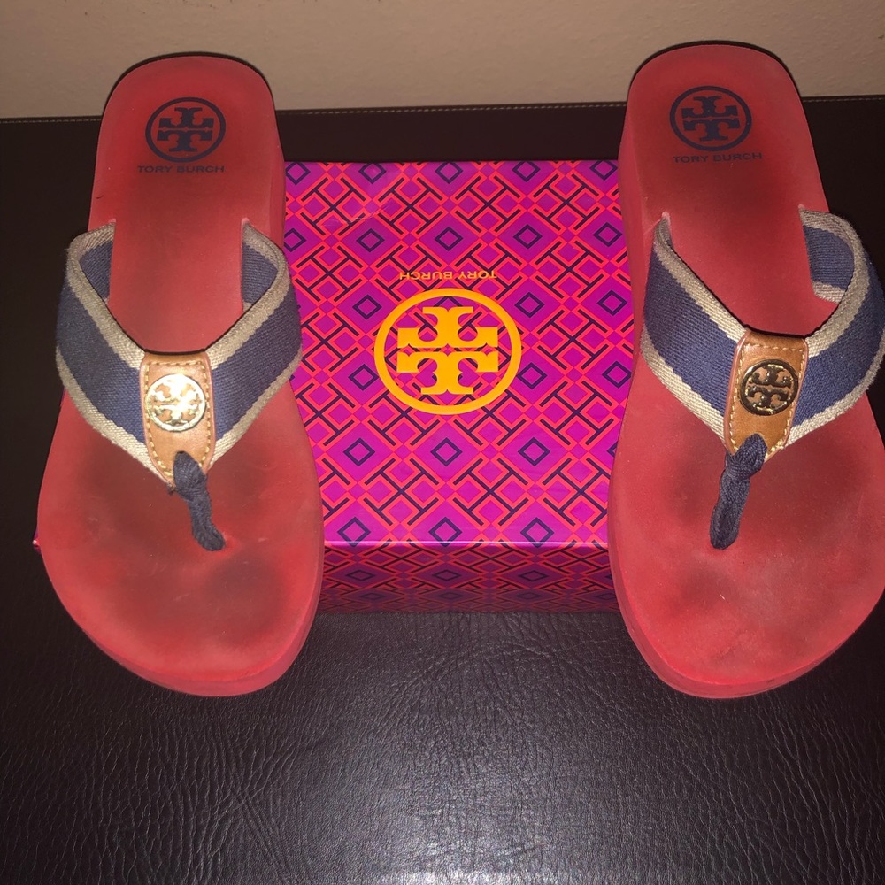 Tory Burch Canvas Flip Flops